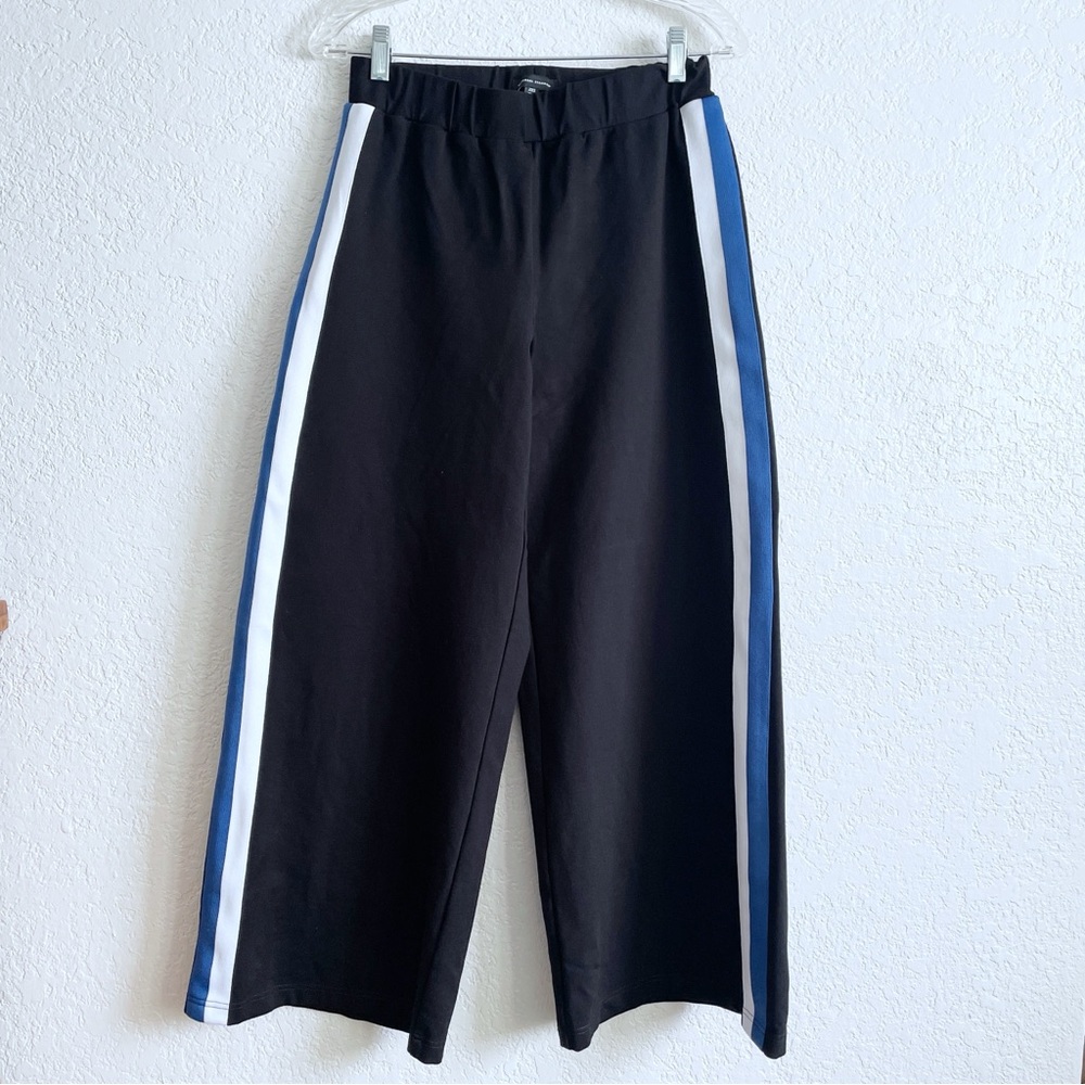 Universal Standard Stephanie Black Wide Stripe Ponte Track Pants 2XS MED Blue